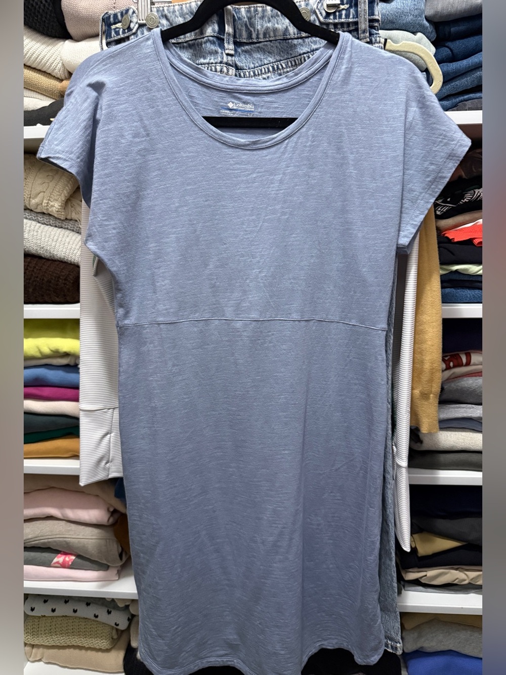 Columbia Light Blue Short Sleeve Midi Dress